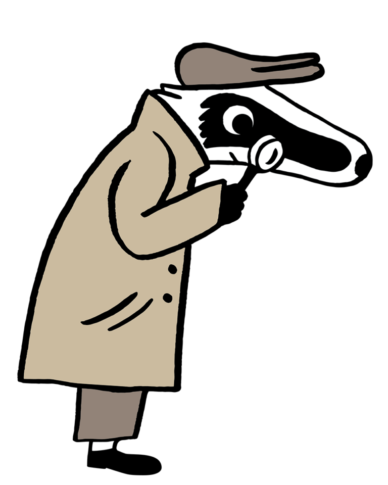 detektiv-dachs-mit-lupe-vor-dem-auge
