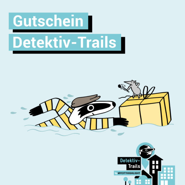 Gutschein Detektiv-Trail-Dachs-schwimmend-Produktbild