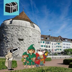Erlebe die Detektiv-Trails mit Detektiv Dachs: Ein spannendes Rätselerlebnis für Jung und Alt. Tauche ein in die faszinierende Welt der Detektiv-Trails und begleite Detektiv Dachs zusammen mit Pumpelpitz auf einer aufregenden Rätseltour durch die malerische Altstadt von Solothurn. Doch Achtung dieser Trail ist anders! Du bist nicht einfach nur auf einem Spaziergang mit Rätseln, sondern mittendrin in einer Geschichte. Der über 721 Jahre alte Waldkobold Pumpelpitz, sein kleiner Sohn Pumpi und der kreative Fressdachs Mampfred brauchen deine Hilfe! Der böse Kobold Blödewicht Schlarp hat nicht nur Pumpis geliebtes Plüschtier gestohlen, sondern auch Mampfreds wertvolle Werkzeugskiste. Nun hat er sich eine listige Rätselroute ausgedacht, um unsere Freunde herauszufordern. Du bist Teil dieser Mission! Begib dich mit Detektiv Dachs und deinen neuen Freunden auf eine fantasievolle Spurensuche durch die wunderschöne Stadt Solothurn. Auf deiner Tour kommst du an spannenden Orten vorbei wie dem Zeitglockenturm, dem Baseltor, dem historischen Zeughaus, dem Naturmuseum und der prächtigen St. Ursen-Kathedrale. Ein besonderes Highlight für Kinder ist der Zwischenstopp bei einem schönen Spielplatz, der zu einer wohlverdienten Rätselpause einlädt. Der Detektiv-Trail mit Pumpelpitz und seinen Freunden bietet dir eine spannende Spurensuche voller Bewegung, kniffliger Aufgaben und spannender Geschichten. Perfekt für Familien, Kinder, Schulklassen, Grosseltern und alle, die Spass am Entdecken haben. Viel Vergnügen auf deinem Abenteuer!