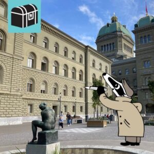 Découvre les Détective-Trails avec Détective Blaireau : une aventure captivante de réflexion pour petits et grands. Pars pour une fascinante chasse aux énigmes à travers la capitale fédérale, Berne, et découvre ses monuments emblématiques ainsi que ses recoins cachés. Le trail te conduit du majestueux Palais fédéral, en passant par la vivante place de l’Orphelinat, jusqu’à la célèbre Tour de l’Horloge (Zytglogge). En chemin, tu pourras admirer l’imposante cathédrale de Berne (Münster) et l’église Nydegg, tout en profitant de la vue sur l’Aar. Vers la fin du parcours, tu exploreras le charmant quartier de la Matte, l’un des plus anciens de Berne, avec la fameuse piscine du Marzili située directement au bord de la rivière. Enfin, tu arriveras à la place historique de Bubenberg, où se reflète la vie urbaine de la ville. L’itinéraire varié allie histoire, culture et plaisir de résoudre des énigmes de manière ludique et te fait découvrir Berne sous son aspect le plus passionnant. Le Détective-Trail Berne offre un savant mélange de connaissances, d’activité physique et d’esprit d’exploration – parfait pour les familles, les enfants, les classes d’école, les grands-parents et tous ceux qui aiment les aventures en plein air. Amuse-toi bien lors de ton aventure d’enquête !