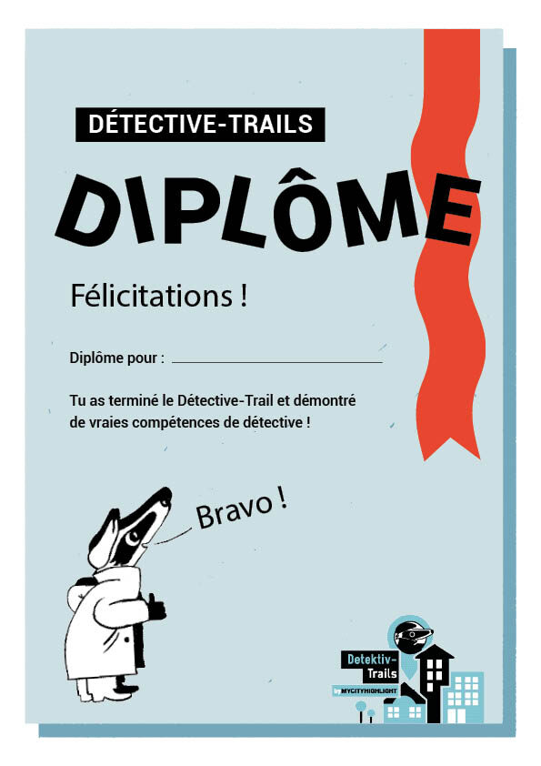 Le diplôme officiel des Détective-Trails – La récompense pour des enquêtes réussies Chaque maître détective mérite une récompense après sa mission accomplie ! Notre diplôme de détective est le complément idéal pour chaque Détective-Trail ou Home-Trail. Il sert de certificat pouvant être remis aux enfants après la résolution des énigmes. Détails du produit : Impression de haute qualité : le diplôme est imprimé sur un papier solide et de qualité supérieure. Personnalisable : le diplôme au format A4 offre un espace pour inscrire le nom du détective ainsi que la date de l’enquête réussie. Design officiel : conçu dans l’authentique style du Détective Blaireau pour les vrais enquêteurs professionnels. Utilisation polyvalente : idéal comme récompense finale pour les anniversaires d’enfants, les sorties scolaires ou les aventures d’énigmes en famille le week-end. Souvenir durable : un magnifique souvenir à accrocher dans la chambre des enfants. Offrez des étoiles plein les yeux aux enfants et une conclusion mémorable à votre chasse au trésor ! Ce produit contient uniquement le diplôme. Les Détective-Trails ou le kit d’anniversaire complet sont disponibles séparément. Remarque concernant la commande Veuillez noter qu’il s’agit d’un produit physique et qu’aucun téléchargement n’est proposé. Afin que chaque enfant reçoive sa propre récompense, merci d’indiquer directement dans le panier le nombre de diplômes souhaité.
