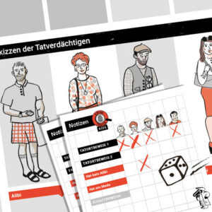 Krimi-Trail Cards – Kriminalfall lösen wie echte Ermittler Ein Bankraub erschüttert die Stadt. Am Tatort wurden verschiedene Beweise sichergestellt, mehrere Personen geraten unter Verdacht – doch wer ist wirklich der Täter? In den Krimi-Trail Cards untersucht ihr den Fall Schritt für Schritt. Ihr ordnet Beweise den Verdächtigen zu, überprüft Alibis und analysiert mögliche Motive. Durch geschicktes Kombinieren könnt ihr Verdächtige ausschliessen und den wahren Täter überführen. Dieses Krimispiel für Kinder und Familien verbindet logisches Denken, Beobachtungsgabe und Teamarbeit zu einem spannenden Spielerlebnis, bei dem alle gemeinsam miträtseln können. Einfacher Einstieg – grosser Rätselspass Die Krimi-Trail Cards sind schnell erklärt und in wenigen Minuten spielbereit. Dadurch eignen sie sich perfekt für Familien, Kinder, Schulklassen oder alle, die gemeinsam einen spannenden Kriminalfall lösen möchten. Als Krimispiel für Kinder und Familien sorgt das Spiel für spannende Ermittlungen, ohne komplizierte Regeln oder lange Vorbereitungszeiten. Dank der kurzen Spieldauer bleibt die Spannung bis zur Auflösung des Falls erhalten. Das Spiel eignet sich hervorragend für: Familiennachmittage Kindergeburtstage Schulprojekte und Klassenaktivitäten Ferien und Reisen einen Spieleabend zwischendurch Detektivspiel zum Ausdrucken Die Krimi-Trail Cards werden als PDF-Datei geliefert und können bequem zu Hause ausgedruckt werden. Dadurch habt ihr jederzeit ein spannendes Detektivspiel zum Ausdrucken zur Hand, das ohne zusätzliches Material gespielt werden kann. Nach dem Download müsst ihr die Karten lediglich ausdrucken und ausschneiden – schon kann die Ermittlungsarbeit beginnen. Das macht die Krimi-Trail Cards zu einem unkomplizierten Detektivspiel zum Ausdrucken für Familien, Lehrpersonen und alle kleinen Spürnasen. Perfekte Vorbereitung auf einen echten Detektiv-Trail oder Krimi-Trail Die Krimi-Trail Cards vermitteln spielerisch das Ermittlungsprinzip der Detektiv- und Krimi-Trails. Wer Gefallen am Kombinieren von Beweisen, Motiven und Alibis findet, erhält einen ersten Einblick in die Welt der Outdoor-Krimis und kann anschliessend einen Detektiv-Trail oder Krimi-Trail vor Ort erleben. So werden die Krimi-Trail Cards zur idealen Ergänzung für alle, die gerne Rätsel lösen und Kriminalfälle auf eigene Faust aufklären. Sofort spielbereit Nach dem Kauf erhaltet ihr die Spielunterlagen als PDF-Datei. Das Spiel kann bequem zu Hause ausgedruckt und direkt gespielt werden, ohne lange Vorbereitung und unabhängig von Ort oder Wetter. Spielinformationen Spieleranzahl: 2–6 Personen Alter: ab 7 Jahren Dauer: ca. 10–20 Minuten Format: PDF zum Ausdrucken Spielart: Krimispiel, Logikspiel und Deduktionsspiel Findet die richtigen Zusammenhänge, entlarvt den Täter und beweist euren Spürsinn!
