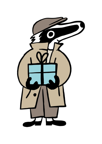 detektiv-dachs-mit-blauem-geschenk