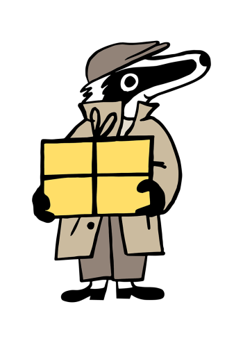 detektiv-dachs-mit-gelbem-geschenk